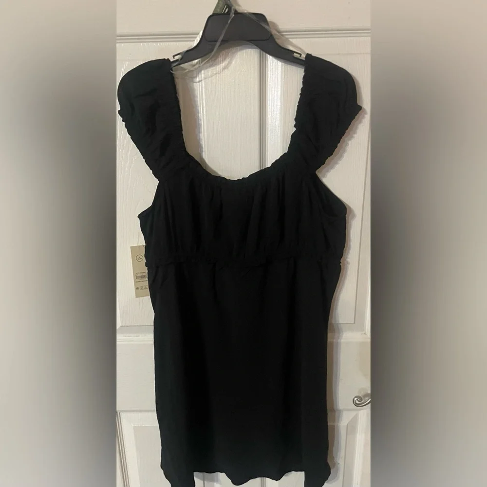 NWT No Boundaries Black Fit & Flare Mini Dress XL 16-18 Sweetheart Ruffle Sleeve